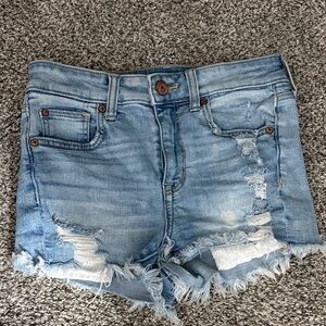 American Eagle Outfitters Light Blue Distressed Jean Shorts
